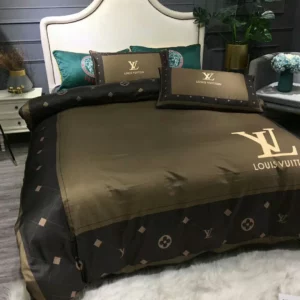 Louis Vuitton Logo Brand Bedding Set Luxury Home Decor Bedspread Bedroom