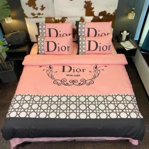 Dior Paris Logo Brand Bedding Set Bedspread Home Decor Bedroom Luxury