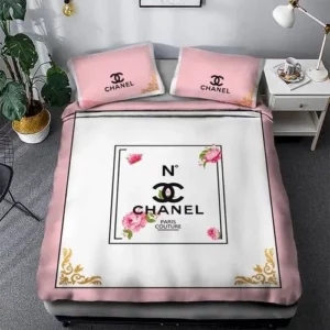 Chanel Logo Brand Bedding Set Luxury Bedspread Bedroom Home Decor