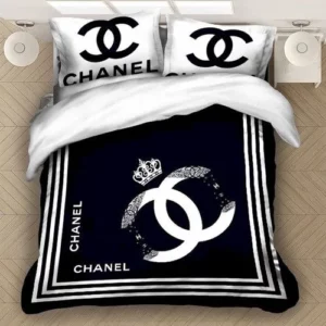 Chanel Crown Logo Brand Bedding Set Luxury Bedroom Bedspread Home Decor