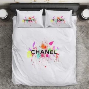 Chanel Paris Colorful Logo Brand Bedding Set Bedroom Home Decor Luxury Bedspread