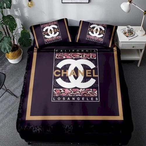 Chanel Paris Logo Brand Bedding Set Bedspread Luxury Home Decor Bedroom