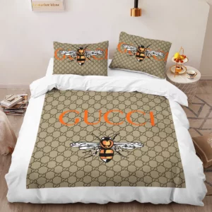 Gucci Bee Louis Vuitton Logo Brand Bedding Set Bedspread Bedroom Luxury Home Decor