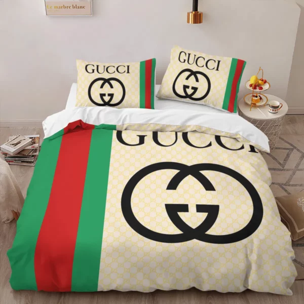 Gucci Logo Brand Bedding Set Bedroom Home Decor Luxury Bedspread