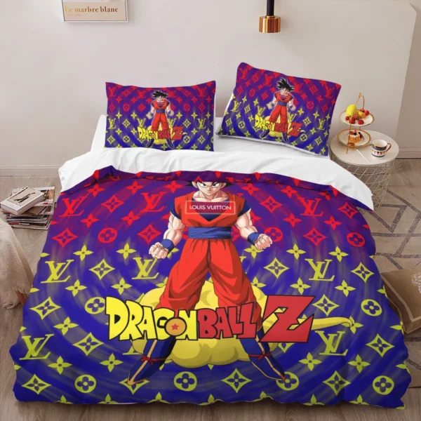 Louis Vuitton Dragon Ball Logo Brand Bedding Set Home Decor Bedspread Luxury Bedroom