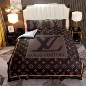 Louis Vuitton Logo Brand Bedding Set Bedroom Luxury Home Decor Bedspread