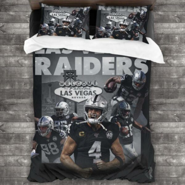 Never Fade Nfl Las Vegas Raiders Logo Type 641 Bedding Sets Sporty Bedroom Home Decor