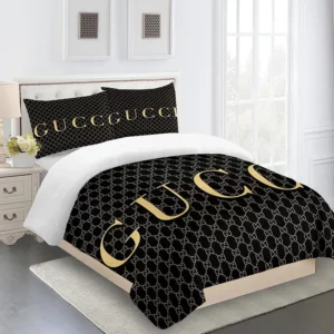 Gucci Logo Brand Bedding Set Bedroom Luxury Bedspread Home Decor