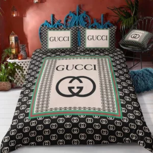 Gucci Logo Brand Bedding Set Bedroom Bedspread Home Decor Luxury