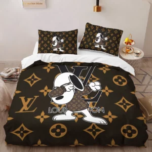 Louis Vuitton Dabbing Snoopy Logo Brand Bedding Set Home Decor Bedroom Luxury Bedspread