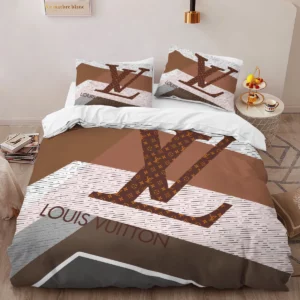 Louis Vuitton Logo Brand Bedding Set Luxury Home Decor Bedspread Bedroom