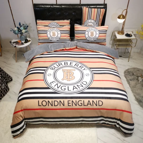 Burberry Logo Brand Bedding Set Luxury Home Decor Bedspread Bedroom