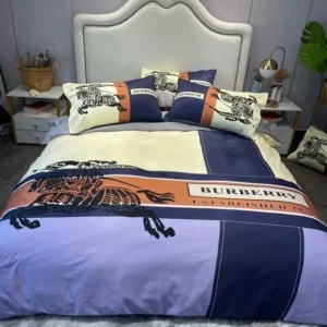 Burberry Logo Brand Bedding Set Bedspread Home Decor Bedroom Luxury