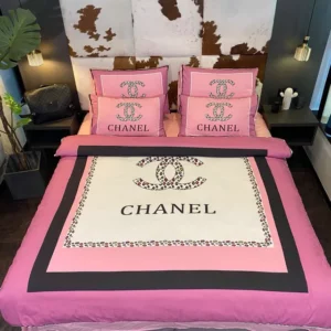 Chanel Pinky Logo Brand Bedding Set Bedspread Luxury Bedroom Home Decor