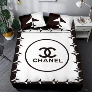 Chanel Logo Brand Bedding Set Bedspread Bedroom Home Decor Luxury