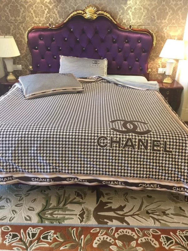 Chanel Logo Brand Bedding Set Luxury Home Decor Bedspread Bedroom