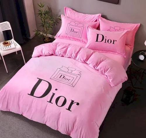 Dior Pinky Logo Brand Bedding Set Home Decor Bedroom Bedspread Luxury