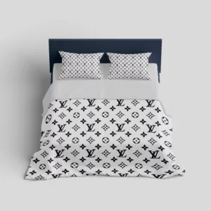 Louis Vuitton White Logo Brand Bedding Set Luxury Home Decor Bedspread Bedroom