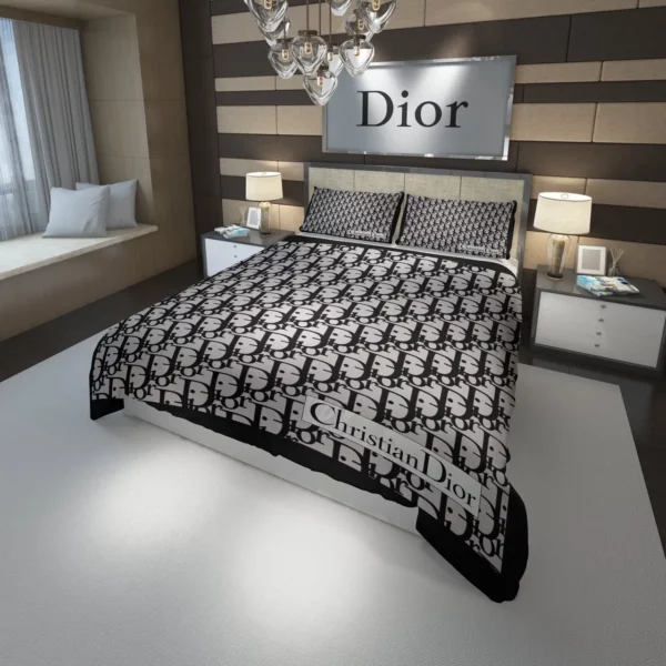 Christian Dior Logo Brand Bedding Set Bedroom Home Decor Bedspread Luxury