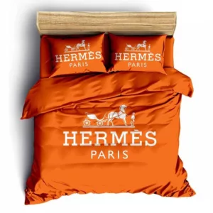 Hermes Paris Logo Brand Bedding Set Home Decor Bedroom Luxury Bedspread