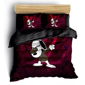 Louis Vuitton Snoopy Logo Brand Bedding Set Bedroom Home Decor Luxury Bedspread