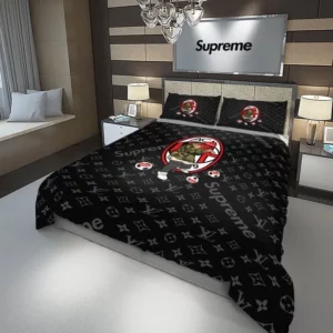 Louis Vuitton Supreme Ac Milan Fc Logo Brand Bedding Set Bedspread Home Decor Bedroom Luxury