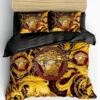 Versace Golden Logo Brand Bedding Set Luxury Home Decor Bedspread Bedroom
