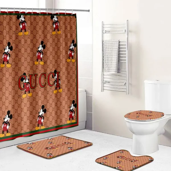 Gucci Mickey Mouse Disney Bathroom Set Hypebeast Bath Mat Luxury Fashion Brand Home Decor