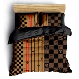 Louis Vuitton Logo Brand Bedding Set Luxury Bedspread Bedroom Home Decor