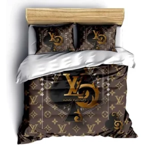 Louis Vuitton Card Logo Brand Bedding Set Bedroom Home Decor Luxury Bedspread