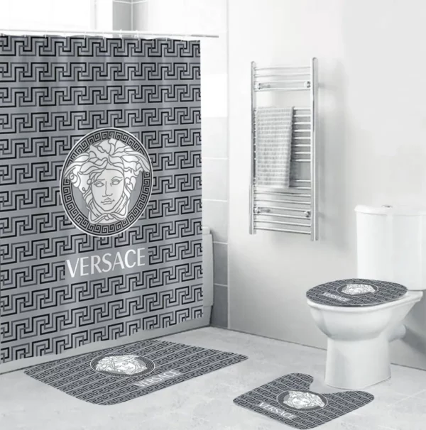 Medusa Grey Versace Bathroom Set Hypebeast Luxury Fashion Brand Bath Mat Home Decor