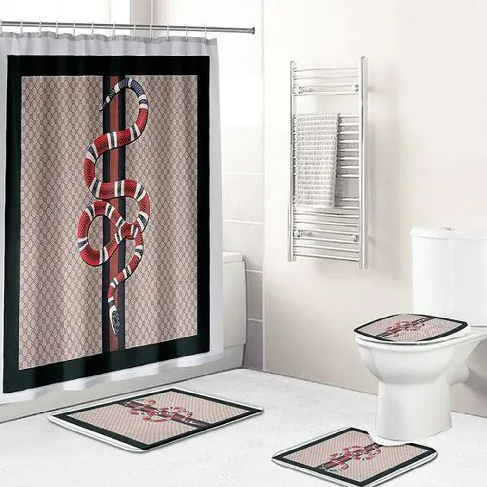 Gucci Snake Bathroom Set Hypebeast Bath Mat Luxury Fashion Brand Home Decor