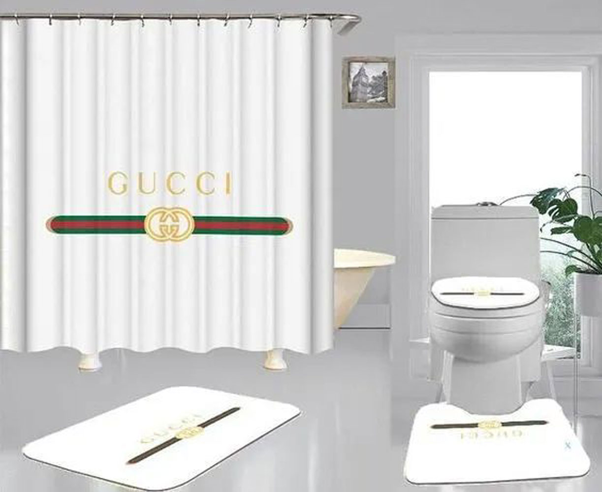 Gucci White Bathroom Set Bath Mat Luxury Fashion Brand Hypebeast Home Decor