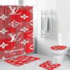 Louis Vuitton Lv Supreme Bathroom Set Hypebeast Bath Mat Luxury Fashion Brand Home Decor