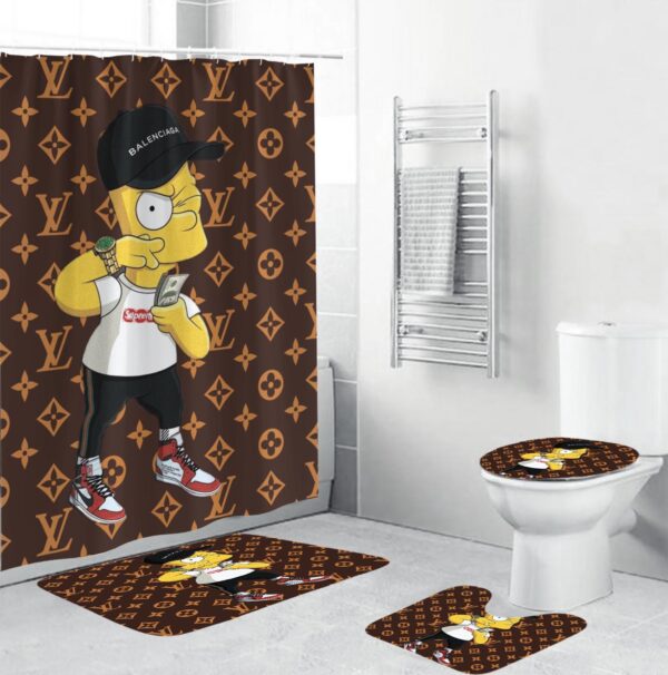 Louis Vuitton Lv The Simpsons Bathroom Set Home Decor Hypebeast Luxury Fashion Brand Bath Mat