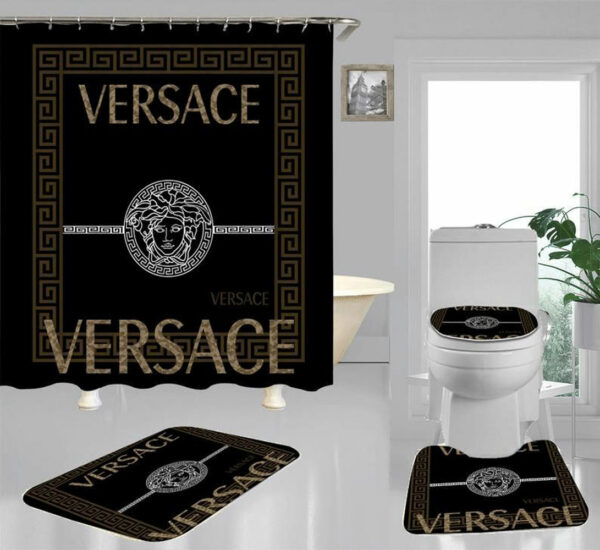 Gianni Versace Black Bathroom Set Home Decor Hypebeast Bath Mat Luxury Fashion Brand