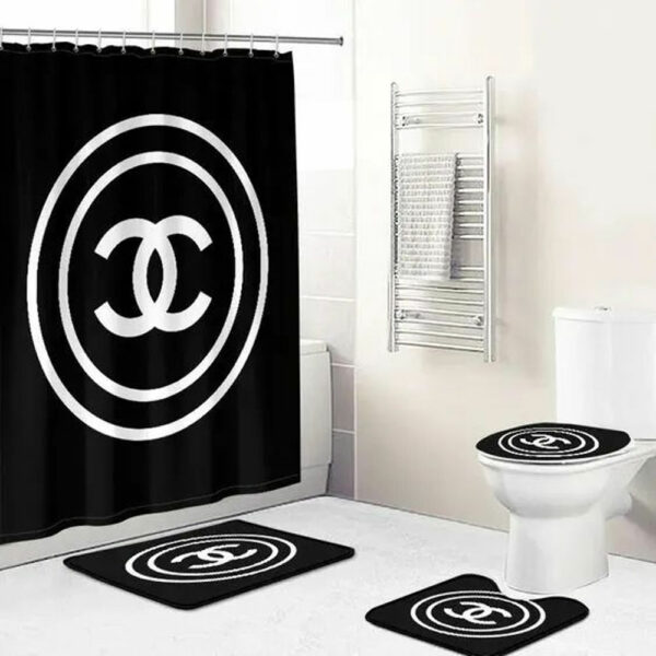 Chanel Black White Bathroom Set Luxury Fashion Brand Hypebeast Bath Mat Home Decor