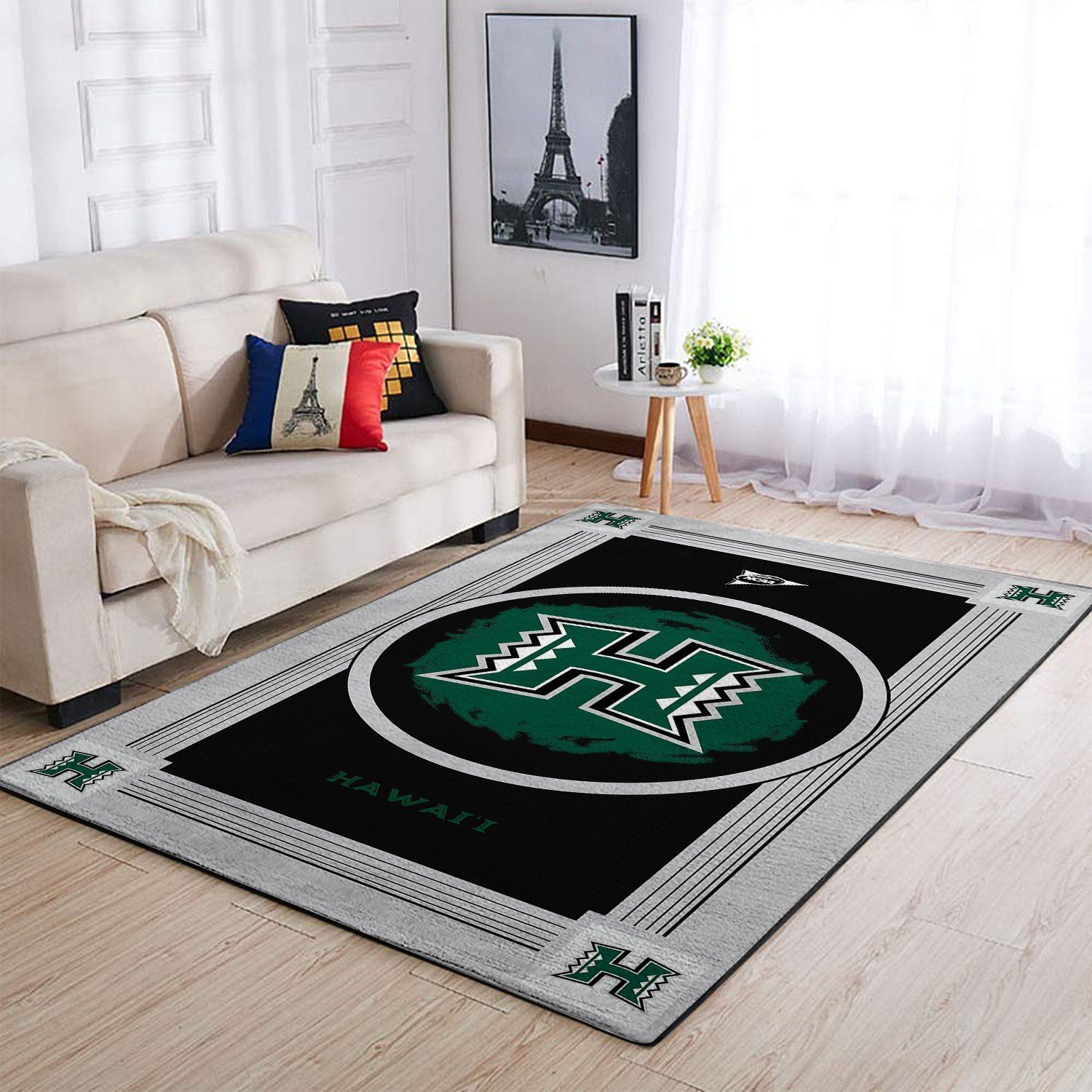 Hawaii Rainbow Warriors Ncaas Team Logo Type 8068 Rug Area Carpet Living Room Home Decor