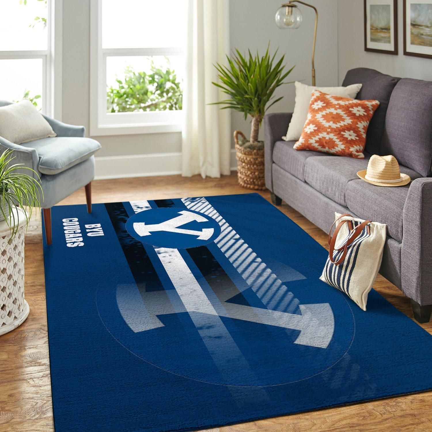 Byu Cougarss Ncaa Football Basketball Custom Type 8082 Rug Home Decor Area Carpet Living Room