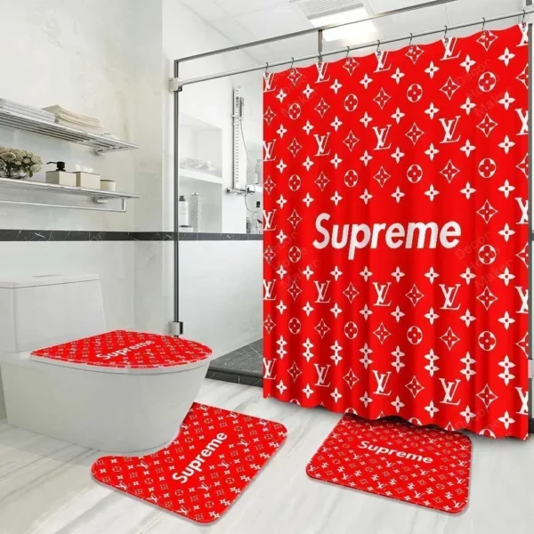 Louis Vuitton Bathroom Set Luxury Fashion Brand Home Decor Bath Mat Hypebeast