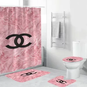 Coco Chanel Blackin Pink Feather Bathroom Set Luxury Fashion Brand Hypebeast Home Decor Bath Mat