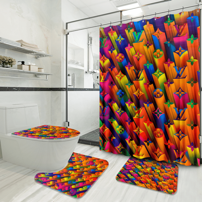 Louis Vuitton Colorful Bathroom Set Bath Mat Hypebeast Home Decor Luxury Fashion Brand