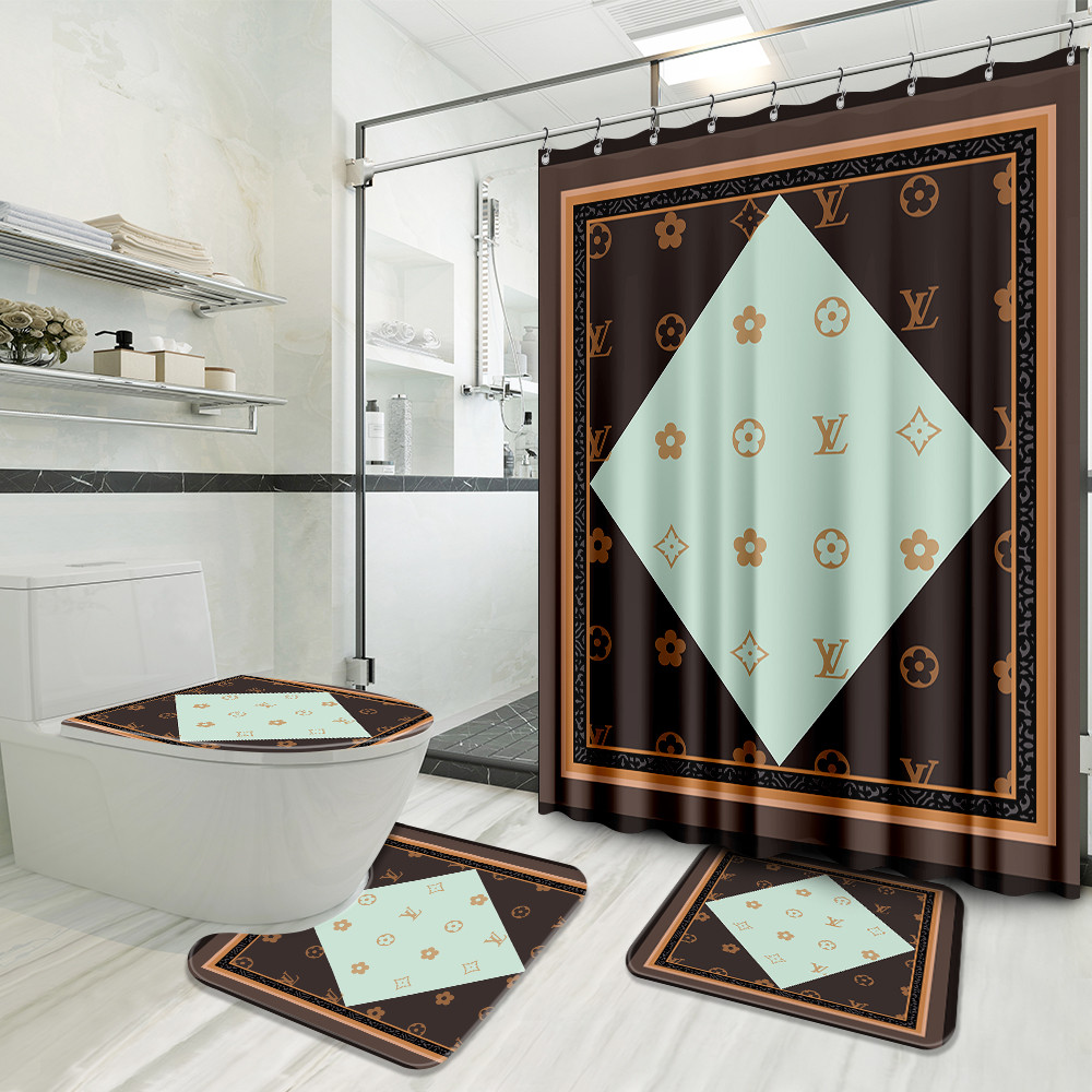 Louis Vuitton Brown Bathroom Set Bath Mat Home Decor Hypebeast Luxury Fashion Brand