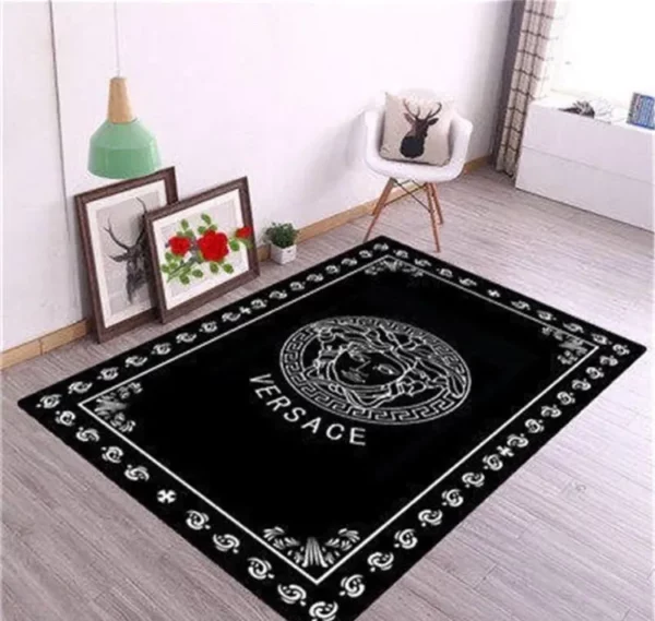 Gianni versace black Rectangle Rug Home Decor Area Carpet Door Mat Luxury Fashion Brand