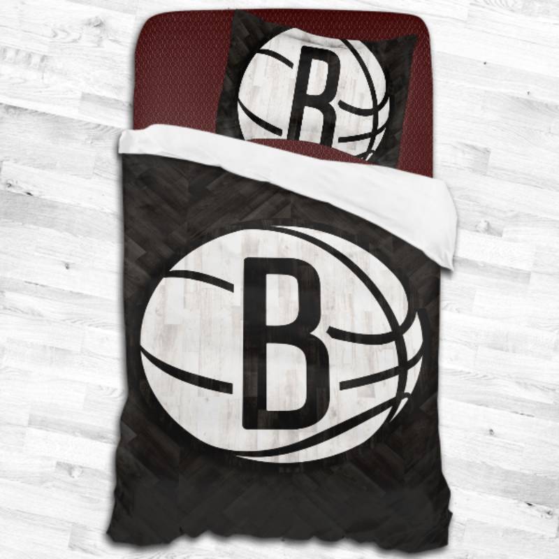 Nba Brooklyn Nets Logo Type 2024 Bedding Sets Sporty Bedroom Home Decor