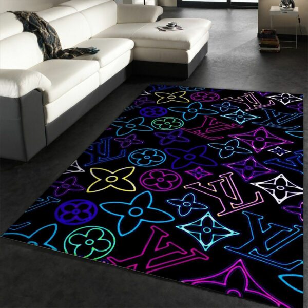 Louis Vuitton Neon Christmas Luxury Fashion Brand Rug Door Mat Home Decor Area Carpet