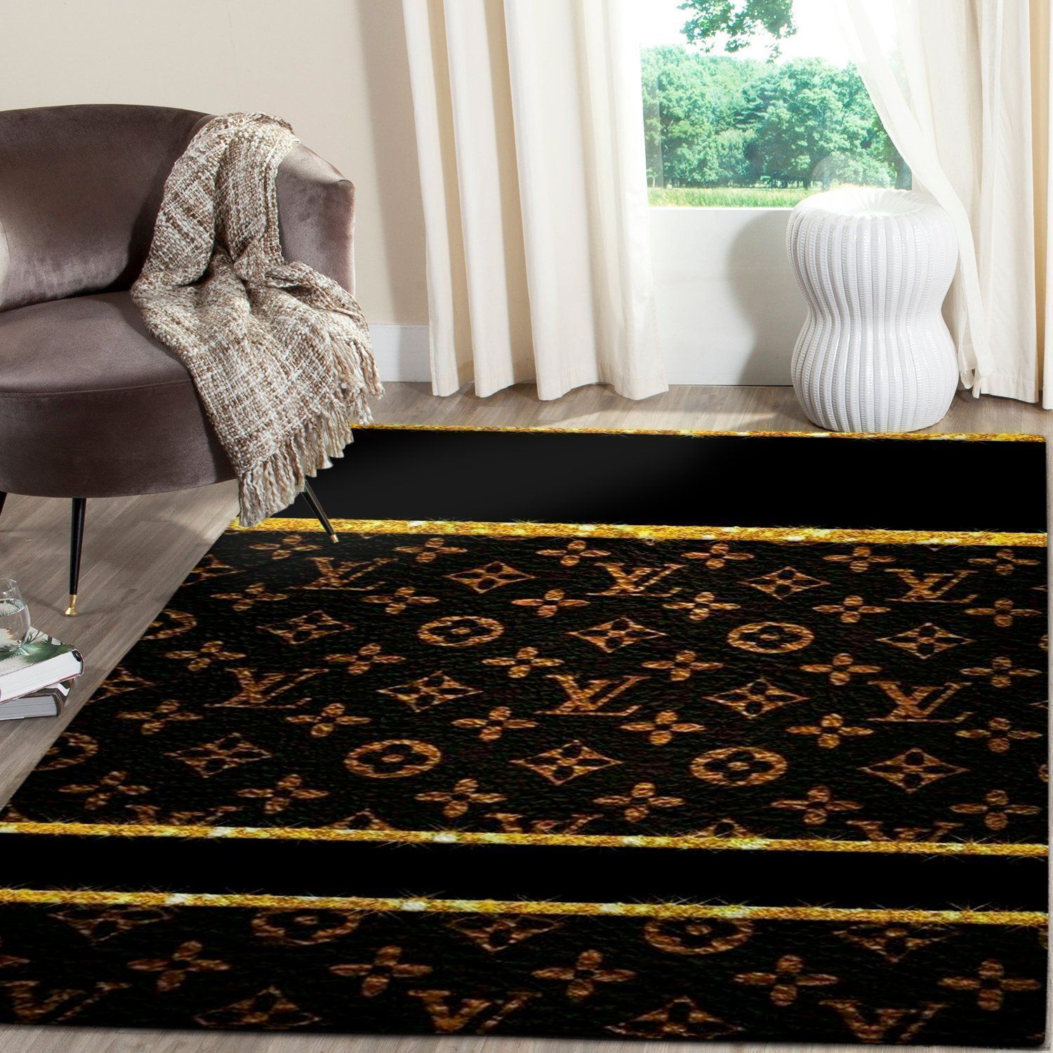 Louis Vuitton Area Dark Luxury Fashion Brand Rug Door Mat Home Decor Area Carpet