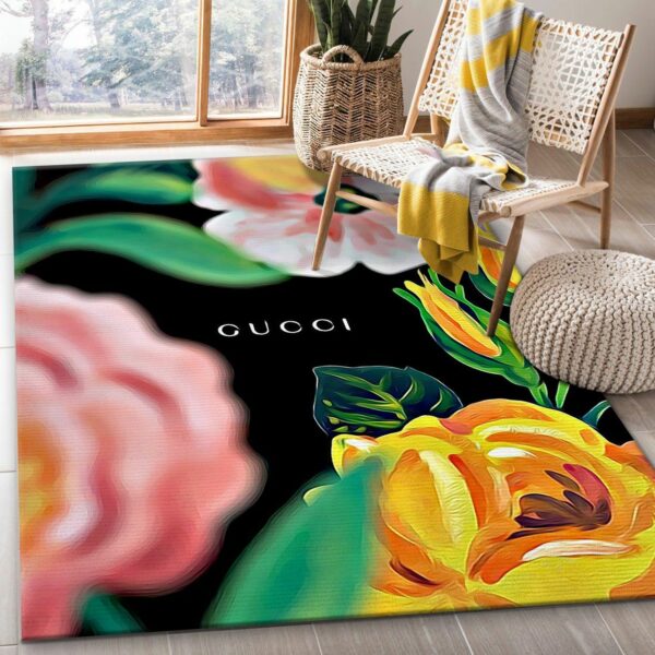 Gucci Flowers Bed Luxury Fashion Brand Rug Door Mat Home Decor Area Carpet