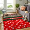 Louis Vuitton Supreme Area Red Luxury Fashion Brand Rug Door Mat Area Carpet Home Decor