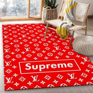 Supreme Lv Red Area Christmas Luxury Fashion Brand Rug Area Carpet Home Decor Door Mat